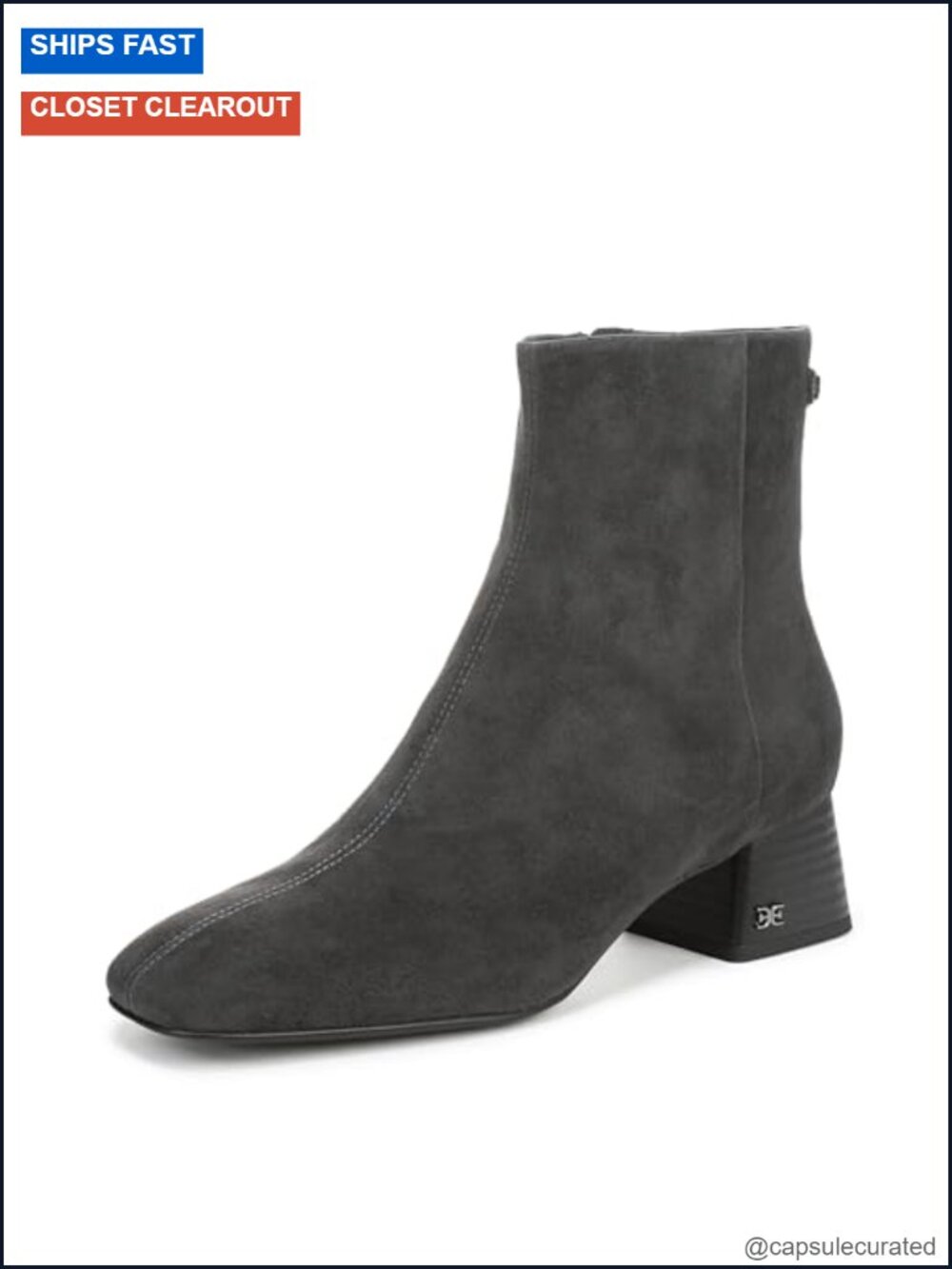 Sam Edelman Paige Ankle Bootie Leather Square Toe Block Heel